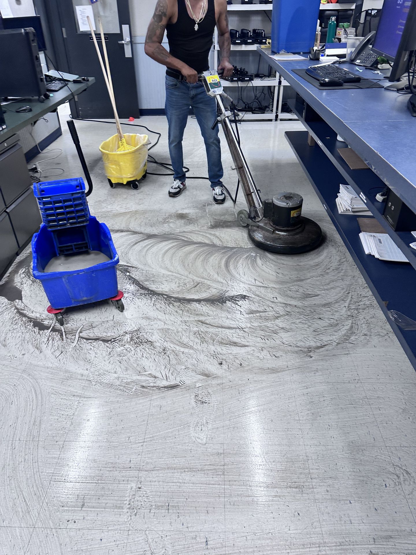 TPS Pro technician deep-cleaning a retail floor in Albany NY