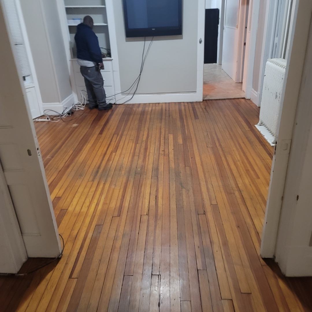 Refinished hardwood floor ready for listing photos
